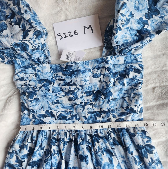 NO LOW BALLING!Abercrombie Emerson Floral Poplin Puff Sleeves Midi Dress NWT - Picture 6 of 11